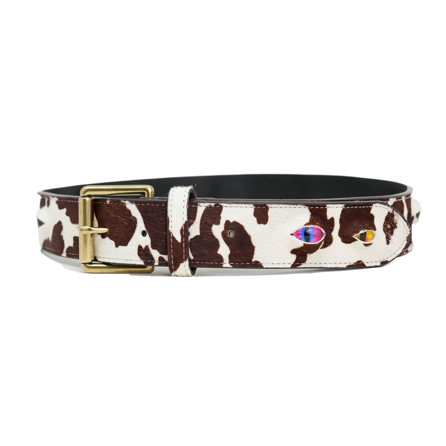 Eyeball Belt - Brown Cow Print