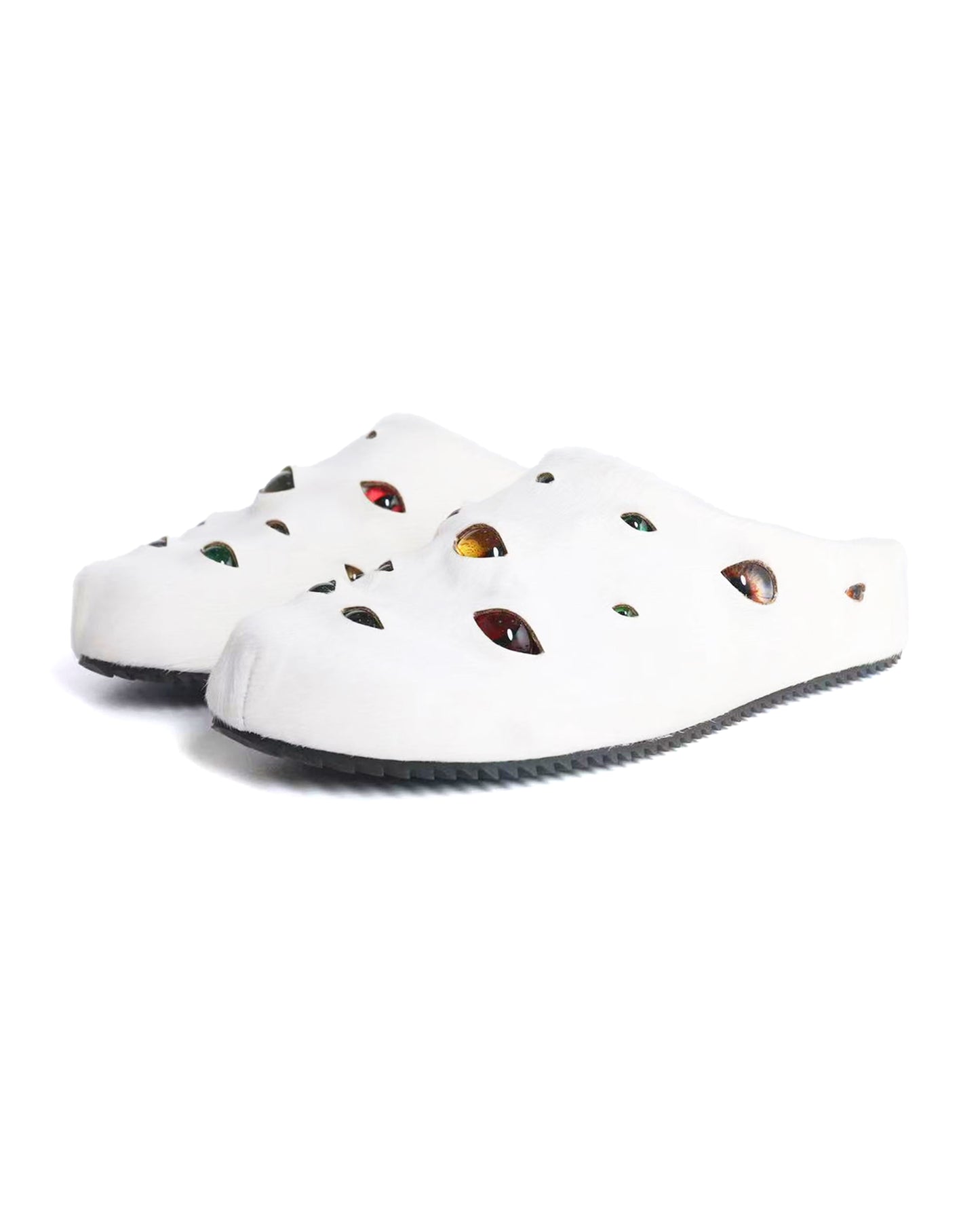 Eyeball Mules - White/Tan