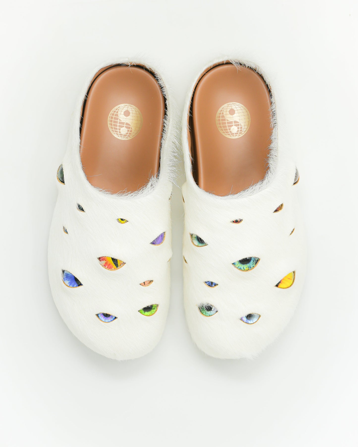 Eyeball Mules - White/Tan