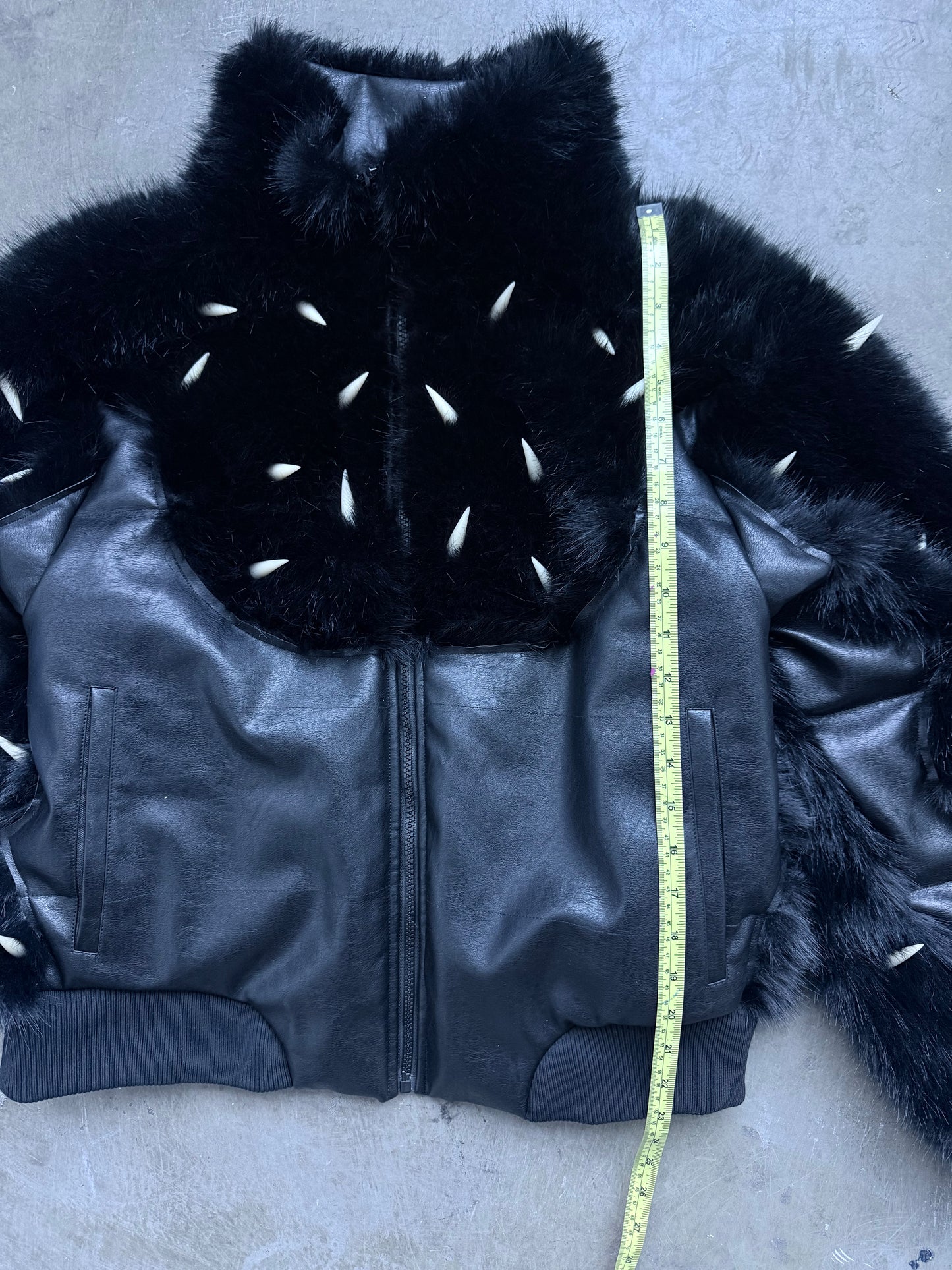Sample: Spiked Horn Fur Puffer Jacket Black