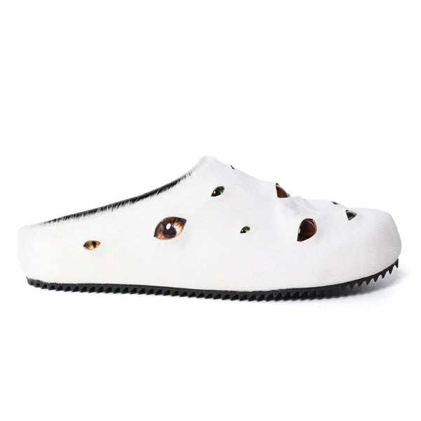 Eyeball Mules - White/Tan