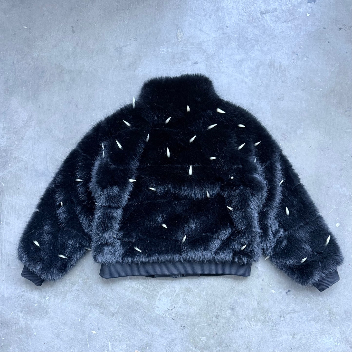 Sample: Spiked Horn Fur Puffer Jacket Black