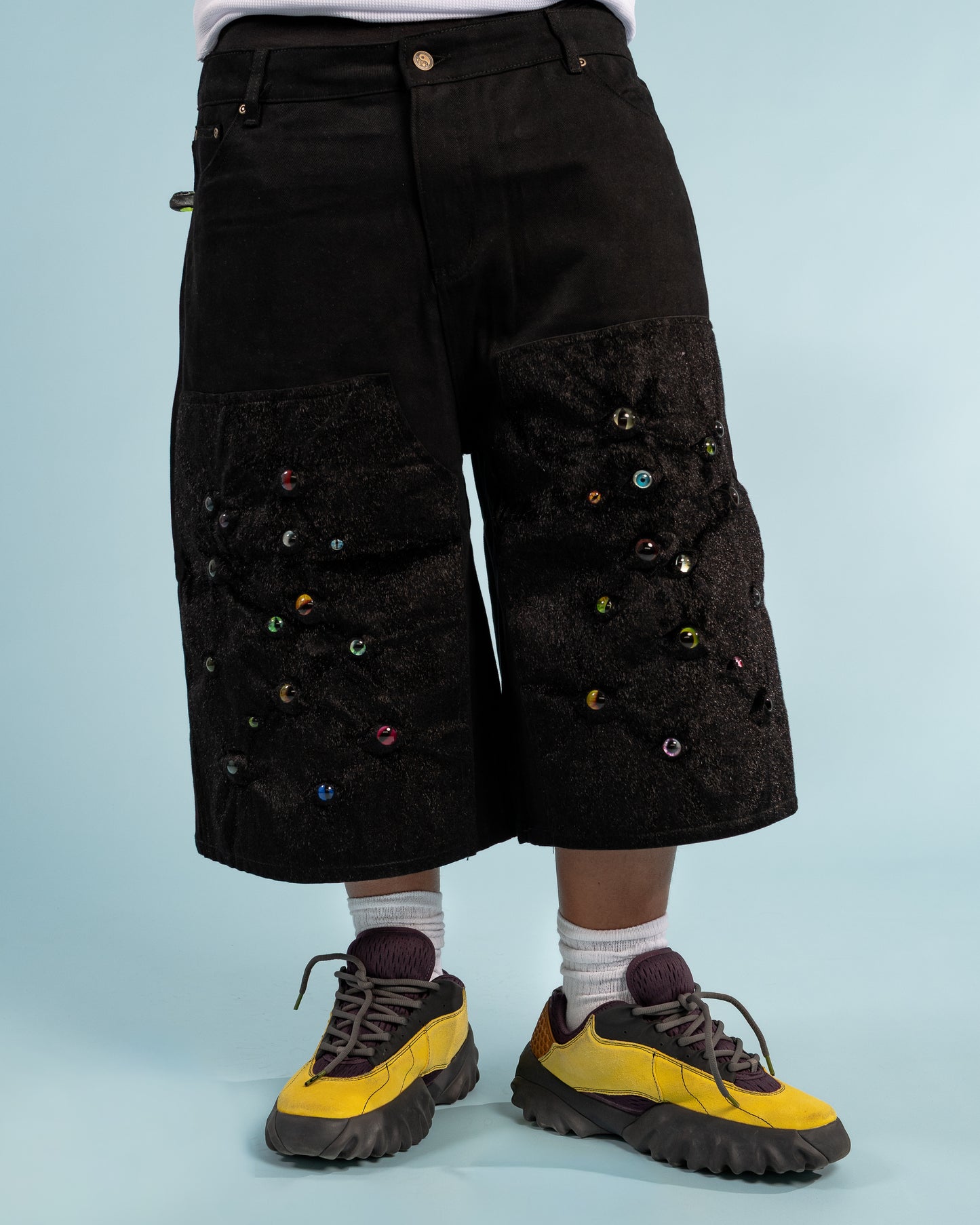 Eyeball Shorts - Black Fur