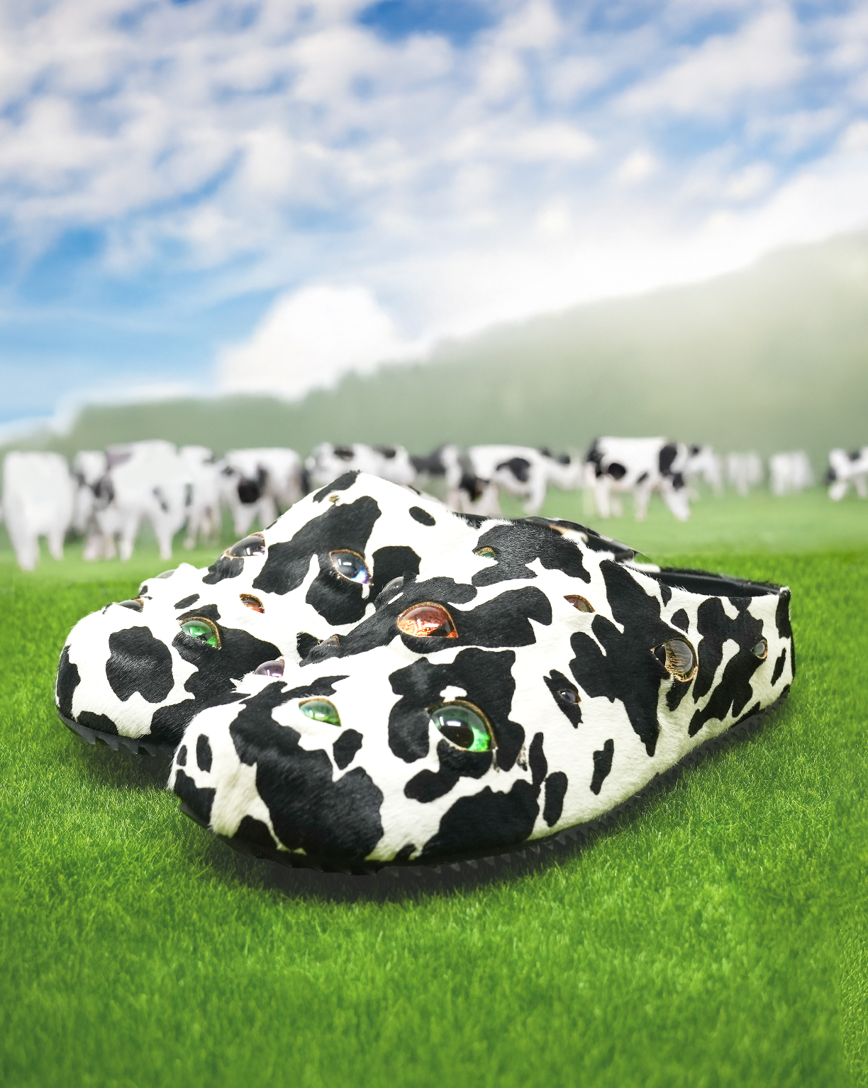 Eyeball Mules - Cow Print