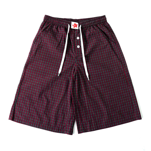 Long Boxer Shorts - Red Plaid