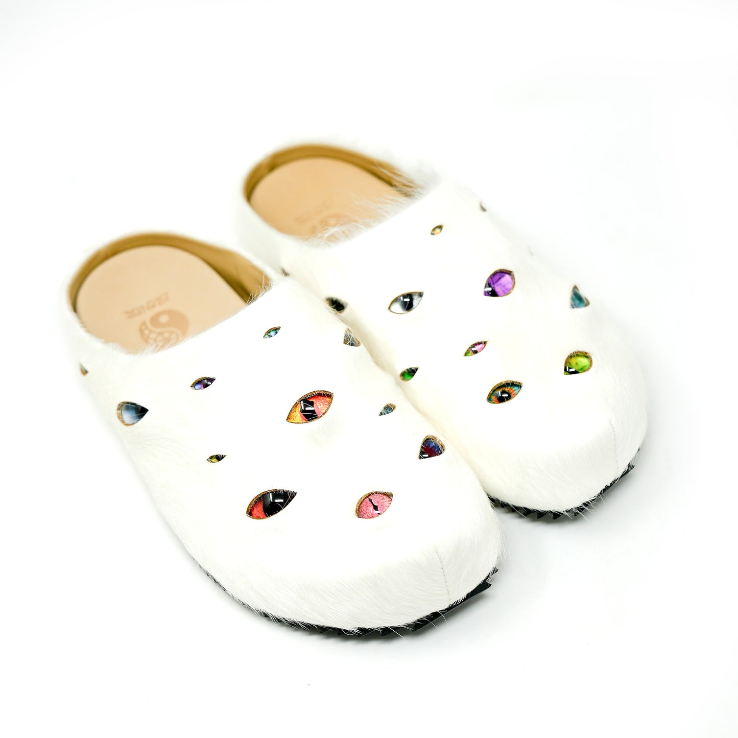 Eyeball Mules - White/Tan