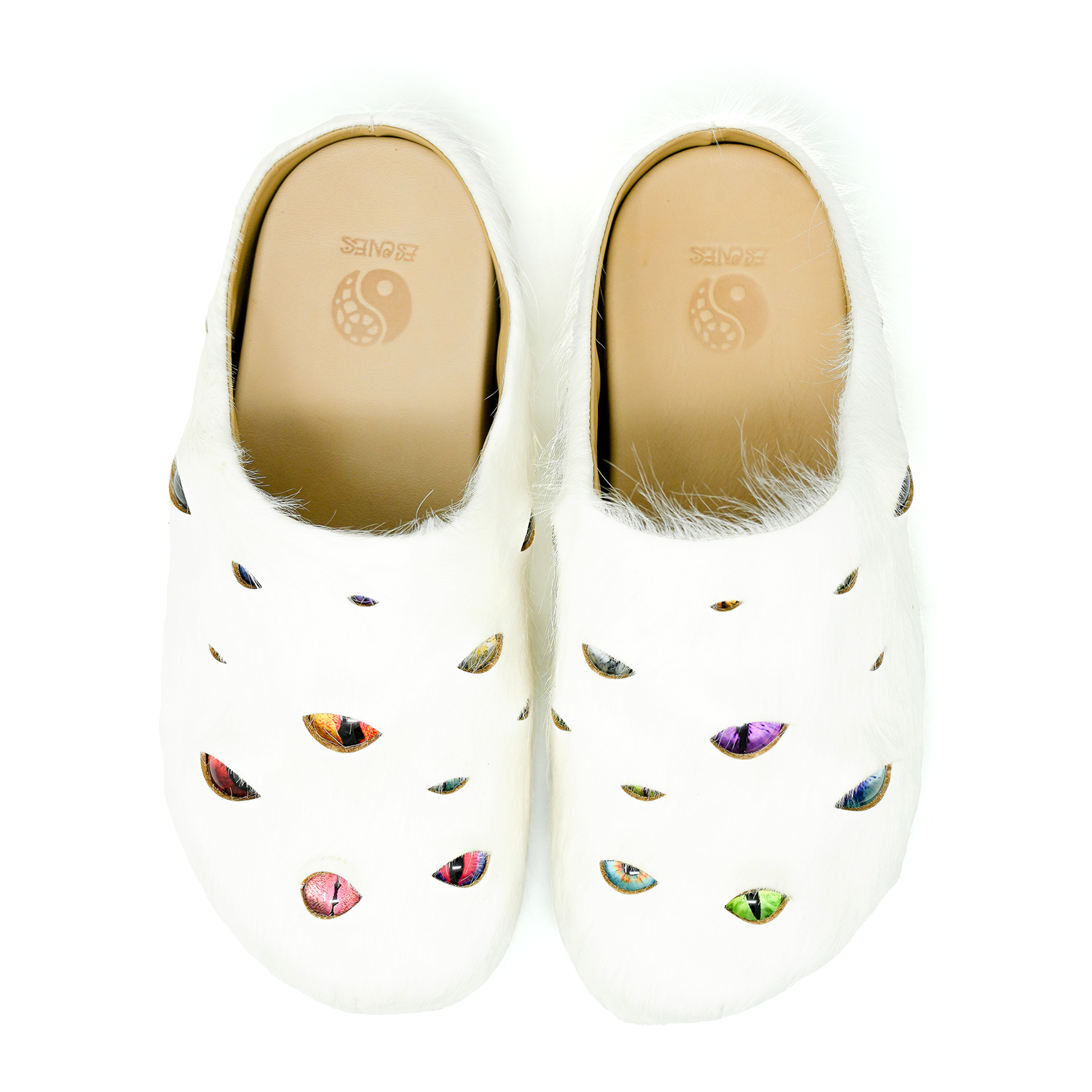 Eyeball Mules - White – ESENES WORLDWIDE Eyeball Mules - White – ESENES WORLDWIDE