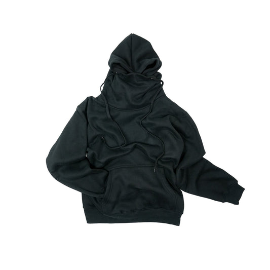 Mock-Neck Hoodie - Black